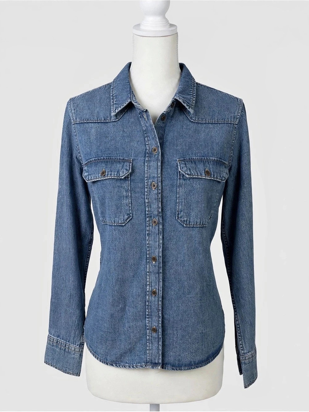 Women's Blue Denim Button Down Shirt